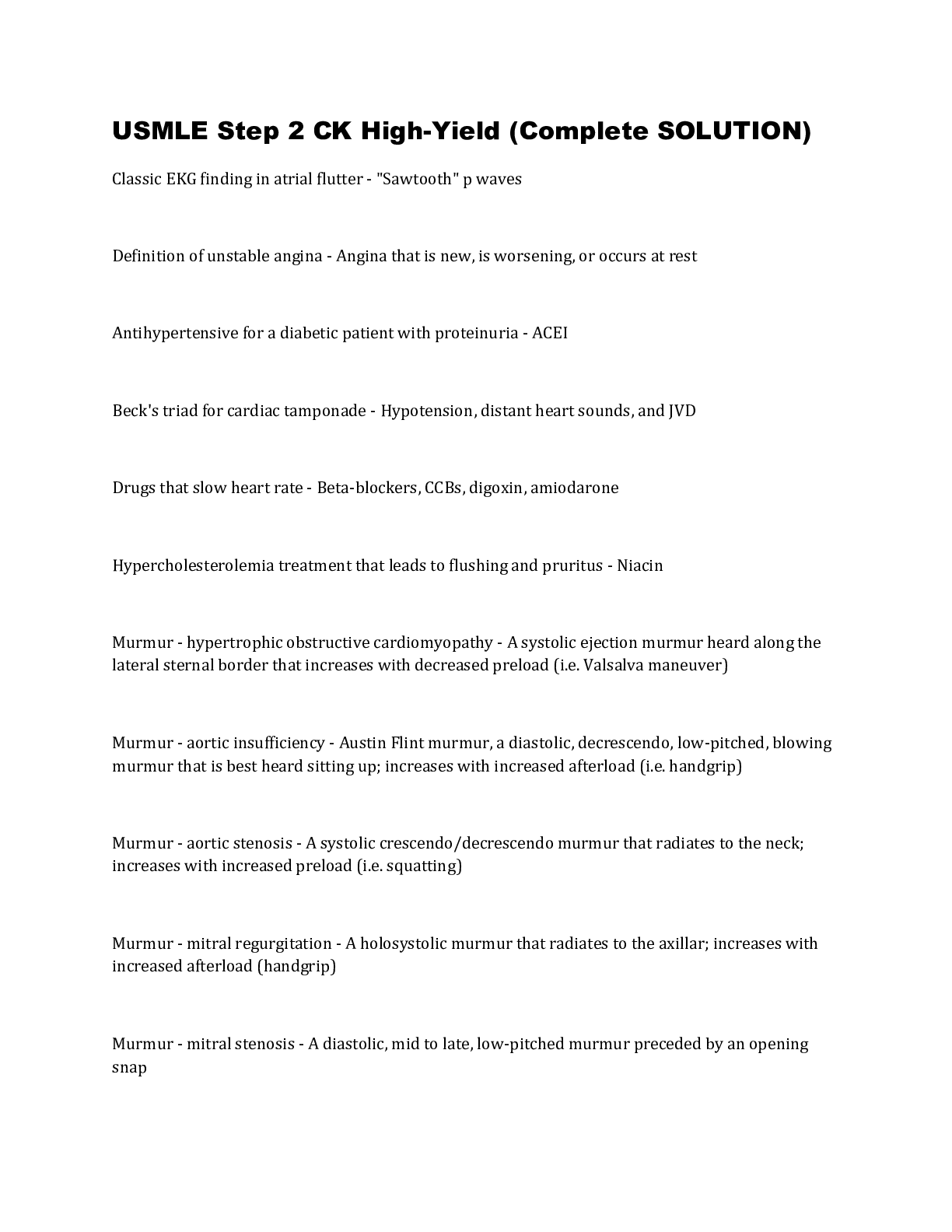 Preview image for USMLE Step 2 CK High-Yield (Complete SOLUTION)